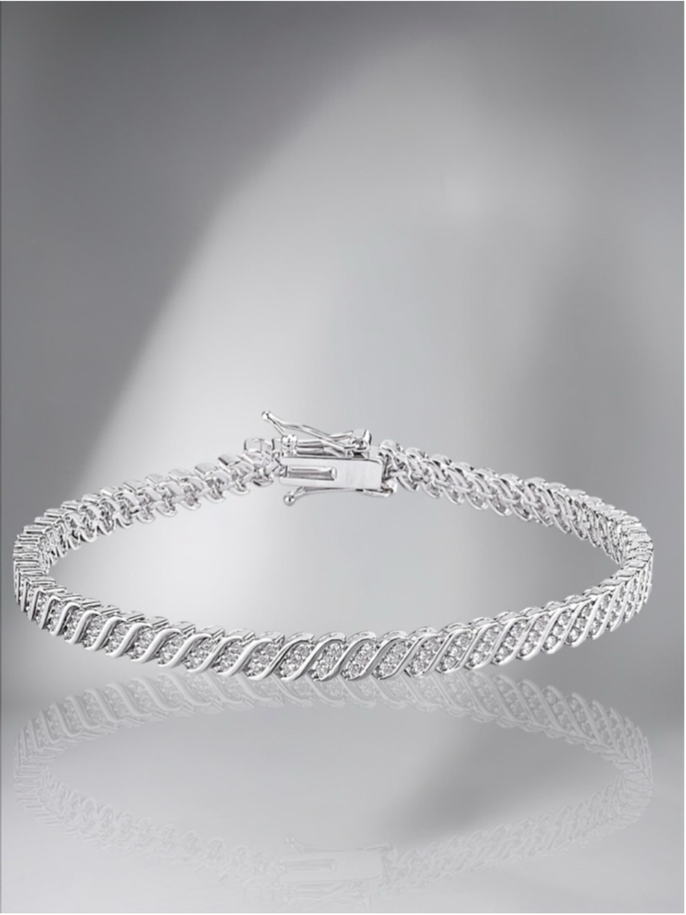 Diamond Triple Row “S” Link Bracelet - Picture 3 of 8